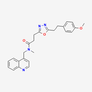 molecular formula C25H26N4O3 B4581214 3-{5-[2-(4-methoxyphenyl)ethyl]-1,3,4-oxadiazol-2-yl}-N-methyl-N-(4-quinolinylmethyl)propanamide 