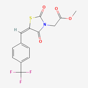 molecular formula C14H10F3NO4S B4581233 methyl {2,4-dioxo-5-[4-(trifluoromethyl)benzylidene]-1,3-thiazolidin-3-yl}acetate 