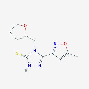 molecular formula C11H14N4O2S B4581263 5-(5-methyl-3-isoxazolyl)-4-(tetrahydro-2-furanylmethyl)-4H-1,2,4-triazole-3-thiol 