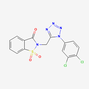 molecular formula C15H9Cl2N5O3S B4581268 2-{[1-(3,4-dichlorophenyl)-1H-tetrazol-5-yl]methyl}-1,2-benzisothiazol-3(2H)-one 1,1-dioxide 