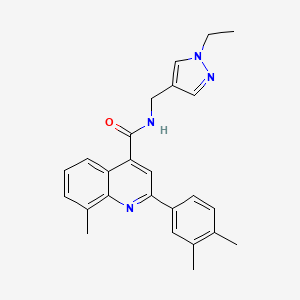 molecular formula C25H26N4O B4581271 2-(3,4-dimethylphenyl)-N-[(1-ethyl-1H-pyrazol-4-yl)methyl]-8-methyl-4-quinolinecarboxamide 
