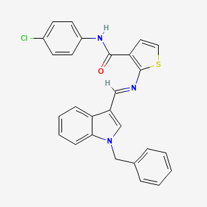 molecular formula C27H20ClN3OS B4581278 2-{[(1-benzyl-1H-indol-3-yl)methylene]amino}-N-(4-chlorophenyl)-3-thiophenecarboxamide 