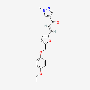 molecular formula C20H20N2O4 B4581282 3-{5-[(4-ethoxyphenoxy)methyl]-2-furyl}-1-(1-methyl-1H-pyrazol-4-yl)-2-propen-1-one 