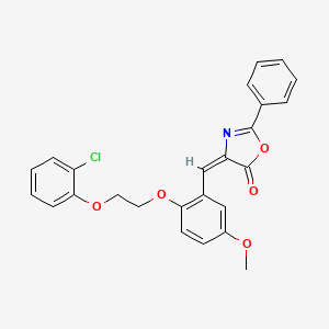 molecular formula C25H20ClNO5 B4581302 4-{2-[2-(2-chlorophenoxy)ethoxy]-5-methoxybenzylidene}-2-phenyl-1,3-oxazol-5(4H)-one 