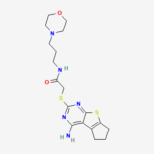molecular formula C18H25N5O2S2 B4581308 2-[(4-氨基-6,7-二氢-5H-环戊[4,5]噻吩[2,3-d]嘧啶-2-基)硫代]-N-[3-(4-吗啉基)丙基]乙酰胺 