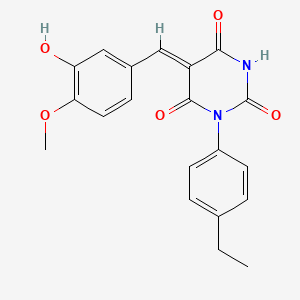 molecular formula C20H18N2O5 B4581314 1-(4-乙基苯基)-5-(3-羟基-4-甲氧基亚苄基)-2,4,6(1H,3H,5H)-嘧啶三酮 