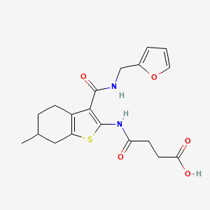 molecular formula C19H22N2O5S B4581337 4-[(3-{[(2-furylmethyl)amino]carbonyl}-6-methyl-4,5,6,7-tetrahydro-1-benzothien-2-yl)amino]-4-oxobutanoic acid 