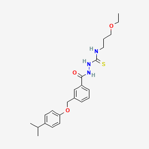 molecular formula C23H31N3O3S B4581367 N-(3-ethoxypropyl)-2-{3-[(4-isopropylphenoxy)methyl]benzoyl}hydrazinecarbothioamide 