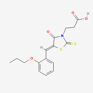 molecular formula C16H17NO4S2 B4581374 3-[4-氧代-5-(2-丙氧基亚苄叉亚甲基)-2-硫代-1,3-噻唑烷-3-基]丙酸 