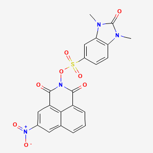 molecular formula C21H14N4O8S B4581386 2-{[(1,3-dimethyl-2-oxo-2,3-dihydro-1H-benzimidazol-5-yl)sulfonyl]oxy}-5-nitro-1H-benzo[de]isoquinoline-1,3(2H)-dione 