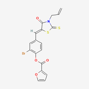 molecular formula C18H12BrNO4S2 B4581390 4-[(3-烯丙基-4-氧代-2-硫代-1,3-噻唑烷-5-亚甲基)甲基]-2-溴苯基 2-呋喃酸酯 