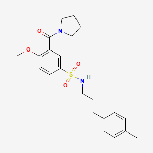molecular formula C22H28N2O4S B4581434 4-methoxy-N-[3-(4-methylphenyl)propyl]-3-(1-pyrrolidinylcarbonyl)benzenesulfonamide 