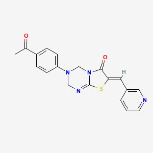 molecular formula C19H16N4O2S B4581437 3-(4-acetylphenyl)-7-(3-pyridinylmethylene)-3,4-dihydro-2H-[1,3]thiazolo[3,2-a][1,3,5]triazin-6(7H)-one 