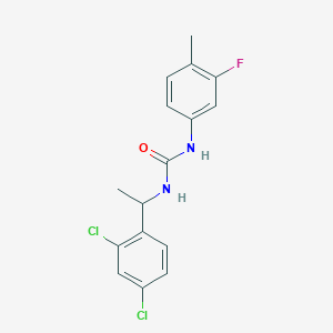 molecular formula C16H15Cl2FN2O B4581506 N-[1-(2,4-dichlorophenyl)ethyl]-N'-(3-fluoro-4-methylphenyl)urea 
