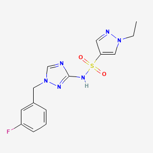 molecular formula C14H15FN6O2S B4581535 1-ethyl-N-[1-(3-fluorobenzyl)-1H-1,2,4-triazol-3-yl]-1H-pyrazole-4-sulfonamide 