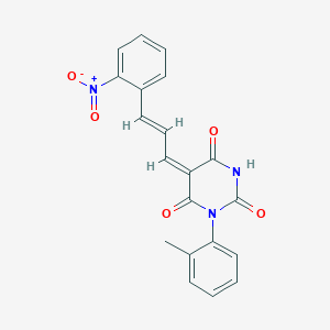 molecular formula C20H15N3O5 B4581563 1-(2-甲基苯基)-5-[3-(2-硝基苯基)-2-丙烯-1-亚甲基]-2,4,6(1H,3H,5H)-嘧啶三酮 