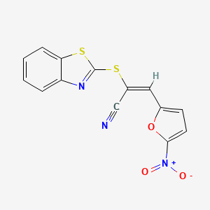 molecular formula C14H7N3O3S2 B4581571 2-(1,3-苯并噻唑-2-基硫代)-3-(5-硝基-2-呋喃基)丙烯腈 