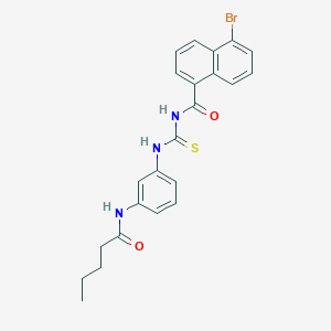 molecular formula C23H22BrN3O2S B4581575 5-bromo-N-({[3-(pentanoylamino)phenyl]amino}carbonothioyl)-1-naphthamide 
