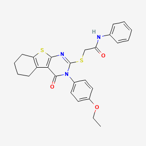 molecular formula C26H25N3O3S2 B4581586 2-{[3-(4-ethoxyphenyl)-4-oxo-3,4,5,6,7,8-hexahydro[1]benzothieno[2,3-d]pyrimidin-2-yl]thio}-N-phenylacetamide 
