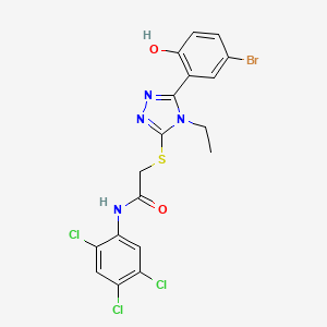 molecular formula C18H14BrCl3N4O2S B4581605 2-{[5-(5-bromo-2-hydroxyphenyl)-4-ethyl-4H-1,2,4-triazol-3-yl]thio}-N-(2,4,5-trichlorophenyl)acetamide 
