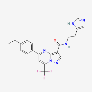 molecular formula C22H21F3N6O B4581639 N-[2-(1H-咪唑-4-基)乙基]-5-(4-异丙苯基)-7-(三氟甲基)吡唑并[1,5-a]嘧啶-3-甲酰胺 