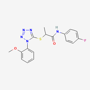 molecular formula C17H16FN5O2S B4581661 N-(4-fluorophenyl)-2-{[1-(2-methoxyphenyl)-1H-tetrazol-5-yl]thio}propanamide 