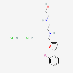 molecular formula C15H21Cl2FN2O2 B4581677 2-{[2-({[5-(2-fluorophenyl)-2-furyl]methyl}amino)ethyl]amino}ethanol dihydrochloride 