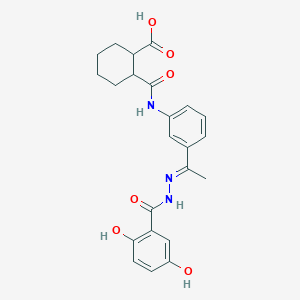 molecular formula C23H25N3O6 B4581692 2-[({3-[N-(2,5-二羟基苯甲酰)乙烷腙酰基]苯基}氨基)羰基]环己烷羧酸 