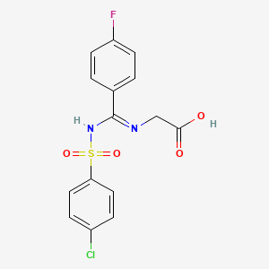 molecular formula C15H12ClFN2O4S B4581713 N-[{[(4-chlorophenyl)sulfonyl]imino}(4-fluorophenyl)methyl]glycine 
