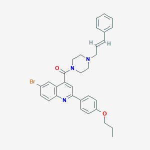 molecular formula C32H32BrN3O2 B458175 4-{6-Bromo-4-[(4-cinnamyl-1-piperazinyl)carbonyl]-2-quinolinyl}phenyl propyl ether 