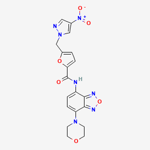 molecular formula C19H17N7O6 B4581772 N-[7-(4-morpholinyl)-2,1,3-benzoxadiazol-4-yl]-5-[(4-nitro-1H-pyrazol-1-yl)methyl]-2-furamide 