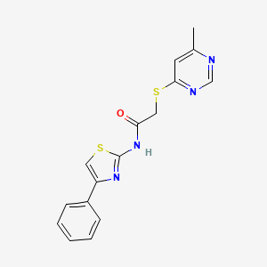 molecular formula C16H14N4OS2 B4581797 2-[(6-甲基嘧啶-4-基)硫代]-N-(4-苯基-1,3-噻唑-2-基)乙酰胺 