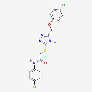 molecular formula C18H16Cl2N4O2S B4581846 2-({5-[(4-chlorophenoxy)methyl]-4-methyl-4H-1,2,4-triazol-3-yl}thio)-N-(4-chlorophenyl)acetamide 