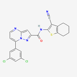 molecular formula C22H15Cl2N5OS B4581860 N-(3-cyano-4,5,6,7-tetrahydro-1-benzothien-2-yl)-7-(3,5-dichlorophenyl)pyrazolo[1,5-a]pyrimidine-2-carboxamide 
