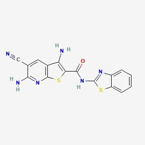 molecular formula C16H10N6OS2 B4581868 3,6-二氨基-N-1,3-苯并噻唑-2-基-5-氰噻吩并[2,3-b]吡啶-2-甲酰胺 