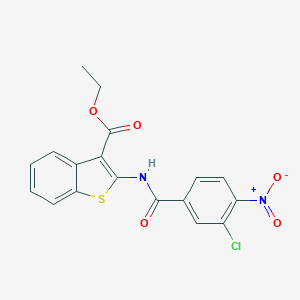 molecular formula C18H13ClN2O5S B458188 Ethyl 2-[(3-chloro-4-nitrobenzoyl)amino]-1-benzothiophene-3-carboxylate 