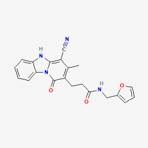 molecular formula C21H18N4O3 B4581883 3-(4-cyano-3-methyl-1-oxo-1,5-dihydropyrido[1,2-a]benzimidazol-2-yl)-N-(2-furylmethyl)propanamide 