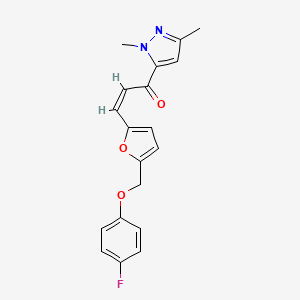 molecular formula C19H17FN2O3 B4581961 1-(1,3-dimethyl-1H-pyrazol-5-yl)-3-{5-[(4-fluorophenoxy)methyl]-2-furyl}-2-propen-1-one 