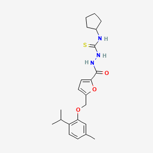 molecular formula C22H29N3O3S B4581971 N-cyclopentyl-2-{5-[(2-isopropyl-5-methylphenoxy)methyl]-2-furoyl}hydrazinecarbothioamide 