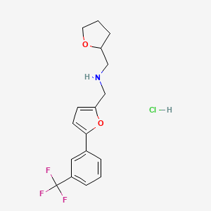 molecular formula C17H19ClF3NO2 B4581989 (四氢-2-呋喃基甲基)({5-[3-(三氟甲基)苯基]-2-呋喃基}甲基)胺盐酸盐 