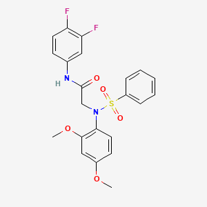 molecular formula C22H20F2N2O5S B4581995 N~1~-(3,4-difluorophenyl)-N~2~-(2,4-dimethoxyphenyl)-N~2~-(phenylsulfonyl)glycinamide 