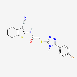 molecular formula C20H18BrN5OS2 B4582025 2-{[5-(4-bromophenyl)-4-methyl-4H-1,2,4-triazol-3-yl]thio}-N-(3-cyano-4,5,6,7-tetrahydro-1-benzothien-2-yl)acetamide 