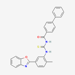 molecular formula C28H21N3O2S B4582033 N-({[5-(1,3-苯并恶唑-2-基)-2-甲基苯基]氨基}碳硫酰)-4-联苯甲酰胺 