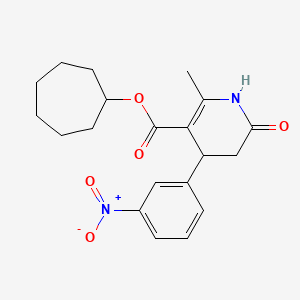 molecular formula C20H24N2O5 B4582055 cycloheptyl 2-methyl-4-(3-nitrophenyl)-6-oxo-1,4,5,6-tetrahydro-3-pyridinecarboxylate 
