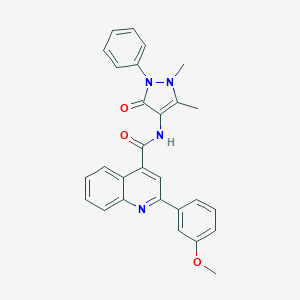 molecular formula C28H24N4O3 B458207 N-(1,5-dimethyl-3-oxo-2-phenyl-2,3-dihydro-1H-pyrazol-4-yl)-2-(3-methoxyphenyl)quinoline-4-carboxamide 