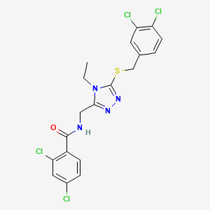 molecular formula C19H16Cl4N4OS B4582070 2,4-二氯-N-({5-[(3,4-二氯苯甲基)硫]-4-乙基-4H-1,2,4-三唑-3-基}甲基)苯甲酰胺 