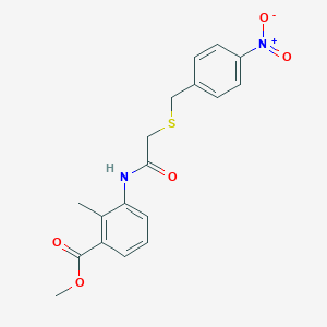 molecular formula C18H18N2O5S B4582157 2-甲基-3-({[(4-硝基苄基)硫代]乙酰}氨基)苯甲酸甲酯 