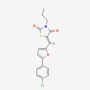 molecular formula C17H14ClNO3S B4582202 5-{[5-(4-氯苯基)-2-呋喃基]亚甲基}-3-丙基-1,3-噻唑烷-2,4-二酮 