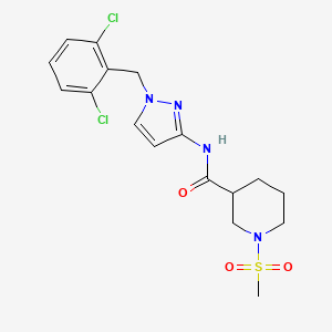 molecular formula C17H20Cl2N4O3S B4582261 N-[1-(2,6-二氯苄基)-1H-吡唑-3-基]-1-(甲磺酰基)-3-哌啶甲酰胺 