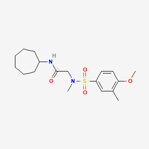 molecular formula C18H28N2O4S B4582268 N~1~-环庚基-N~2~-[(4-甲氧基-3-甲基苯基)磺酰基]-N~2~-甲基甘氨酰胺 